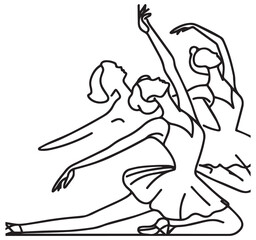 Ballet dancer line art illustration graceful movement sequence elegant dance performance art graphic vector outline drawing silhouette