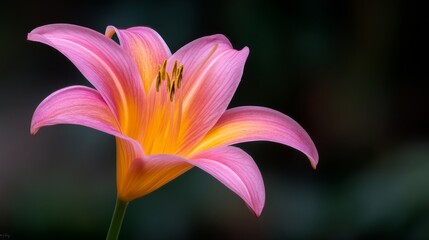 Fototapeta premium Vibrant Pink and Orange Flower in Natural Green Background