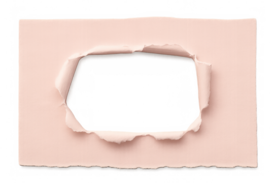 Ripped pink paper creating a transparent hole in the center, perfect for showcasing designs or images