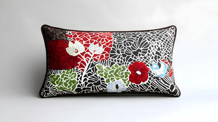 Colorful Embroidered Patchwork Decorative Pillow