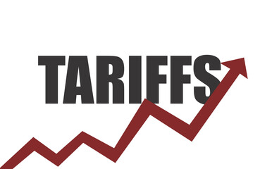 Import tariffs increasing. Red arrow going up. transparent background