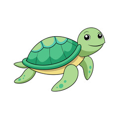 Obraz premium Cute cartoon sea turtle illustration for kids