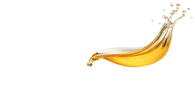 Golden liquid splash on a black background, highlighting fluid dynamics and motion.