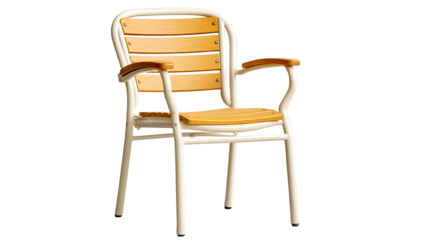 Stylish wooden armchair with a modern design, perfect for indoor and outdoor seating.