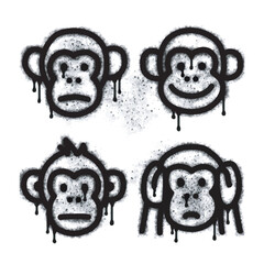 Spray monkey icon isolated on white background. Spray monkey graffiti icon in black on white background. Vector illustration.