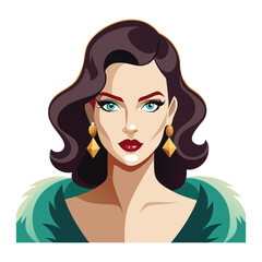 Beautiful vintage woman retro style portrait illustration