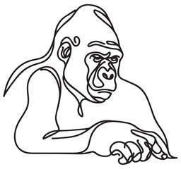 Obraz premium Gorilla Line Art Drawing Illustration Simple Minimalist Animal Wildlife Nature Primate Black and White
