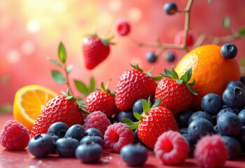 vivid fruits floating above textured background colorful composition fresh juicy berries tropical delight grapes apples oranges, juice, bright, food, nature