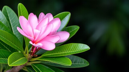 Obraz premium Vibrant Pink Flower Blossoming Amidst Lush Green Foliage