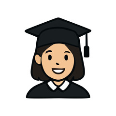 Graduation hat and diploma icon for university event ceremony education success school celebration academic achievement student illustration design for microstock vector