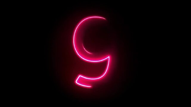 Shining pink neon number nine animation