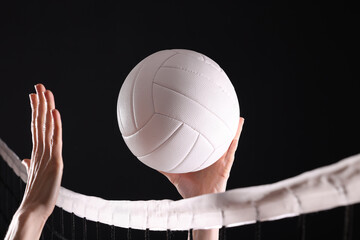 Volleyball spike hand block over the net