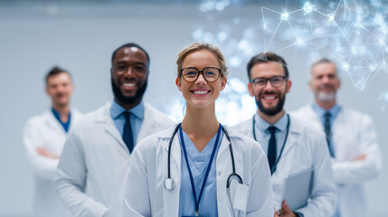 Smiling Diverse Medical Team: Expert Healthcare Professionals and Leaders in Modern Medicine