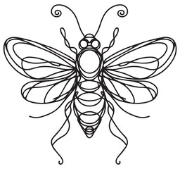 Obraz premium Elegant Black Line Art Butterfly Drawing - Minimalist Abstract Continuous Line Insect Illustration