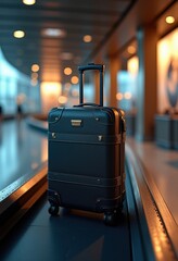 luxury suitcase elegant design airport terminal conveyor belt journey travel experience luggage transport, baggage, elegance, durability, organization