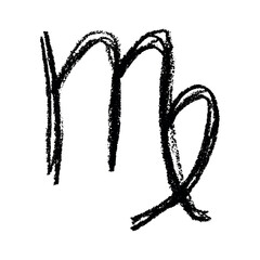 Hand drawn virgo zodiac sign Esoteric symbol doodle Astrology clipart Element for design