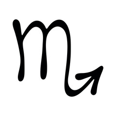 Hand drawn scorpio zodiac sign Esoteric symbol doodle Astrology clipart Element for design