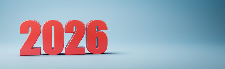 2026 Year Number Text on Blue Background