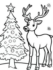 Elk and Christmas Tree