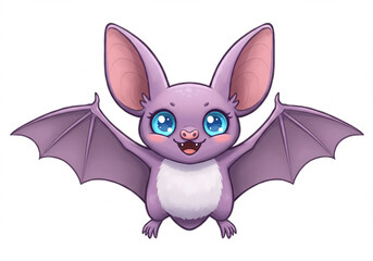 Cute Cartoon Bat: Perfect for Halloween Designs & Children's Illustrations isolated on white  background