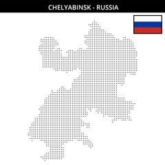 Obraz premium Small dots map of Chelyabinsk in Russia