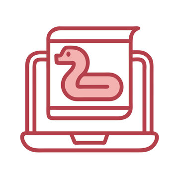 Python snake in beaker on laptop screen icon
