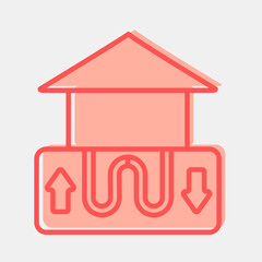 Icon geothermal heat pump. Renewable energy elements. Icon in two tone style.