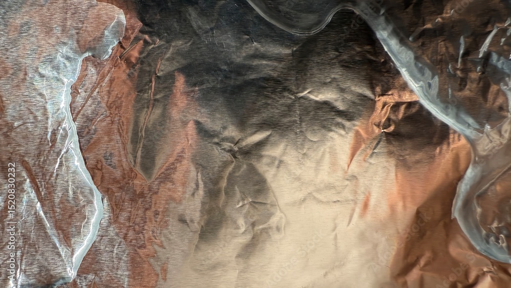Poster abstract close-up of crumpled metallic surface with intricate folds and reflections versatile for various design applications