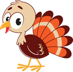 Adorable cartoon turkey illustration thanksgiving holiday bird character design