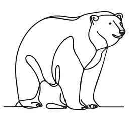 Obraz premium Sitting Polar Bear Continuous Line Art Minimalist Black White Animal Outline Drawing