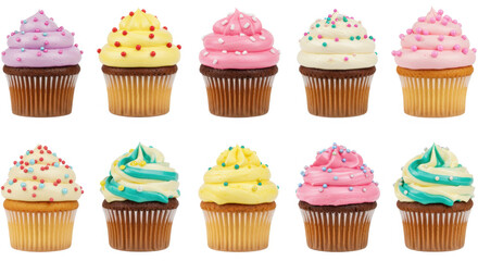 Assortment of colorful cupcakes