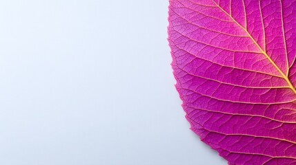 Vibrant Purple Leaf Against a Soft Gray Background