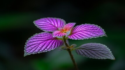 Vibrant Purple Leaves in Lush Green Environment