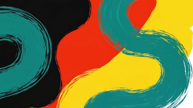 Colorful abstract background with flowing red, yellow, green, and black lines for Happy Juneteenth celebrating African American freedom and culture