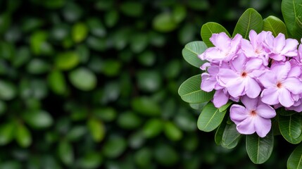 Vibrant Purple Flowers With Green Leaves Against Dark Glossy Background