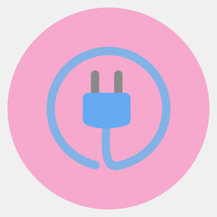 Icon power plug. Renewable energy elements. Icon in color mate style.