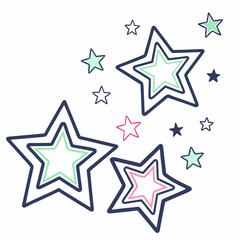 Obraz premium Bright Neon Star Icons with Soft Glow on Clean Background