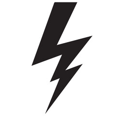 Black lightning bolt icon graphic design element representing power energy electricity voltage symbol vector art illustration