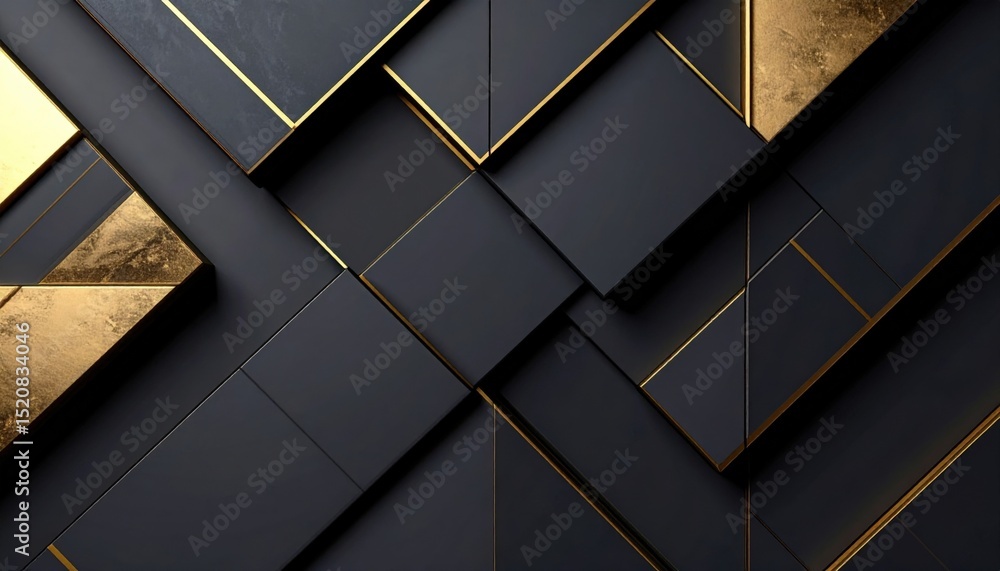 Aufkleber dynamic geometric patterns in gold and black abstract art modern design studio setting creative pers