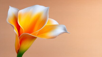 Vibrant Yellow and Orange Flower with Delicate Petals on a Soft Textured Background