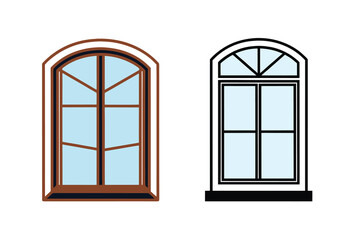 Obraz premium Window Icons Silhouette Vector Frame Illustration Set