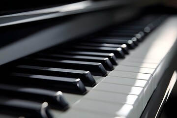 Elegant black and white keys evoke refined musical artistry and delicate craftsmanship.