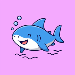 Happy Blue Cartoon Shark Vector