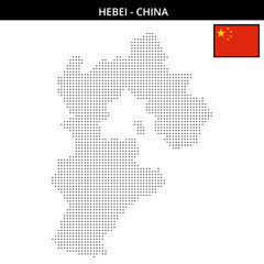 Obraz premium Small dots map of hebei in China