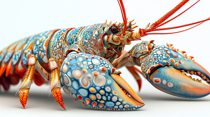 Fresh lobster seafood isolated on white background