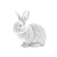 Realistic Rabbit Stippling Illustration – Black and White Dotwork Vector Drawing