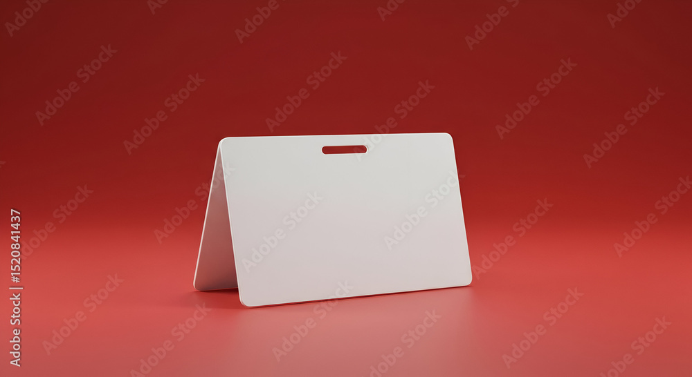 Poster empty white signboard in a simple studio setting. blank signboard positioned on a crimson background