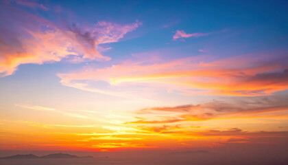 Fototapeta premium Background of colorful sky concept Dramatic sunset with twilight color sky and clouds