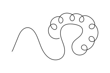 Human brain continuous one line drawing and minimalist style outline vector illustration