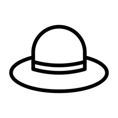 Sun Hat Icon in Outline Style. Line Art